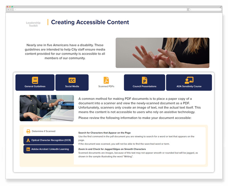 Creating accessible content section on my elpaso intranet