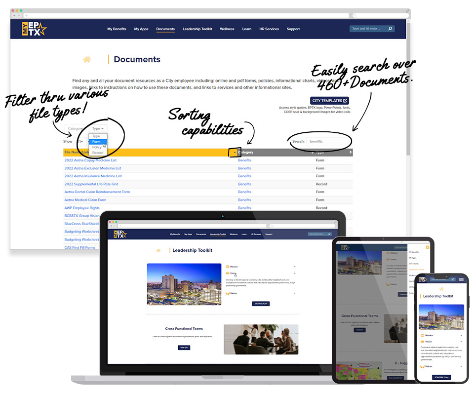 Intranet on desktop, tablet, mobile